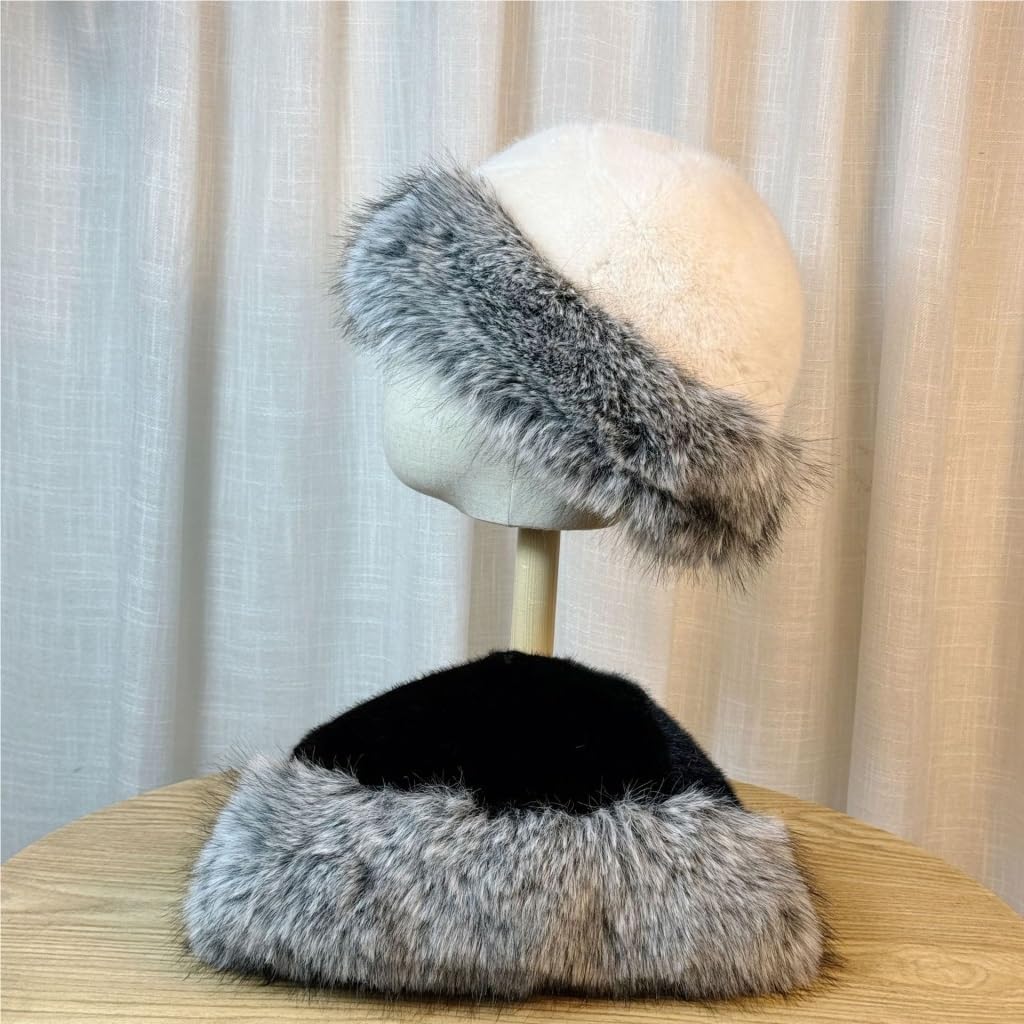 NIHAOHALOU] ウールニット ぬいぐるみモンゴル帽子秋冬防寒暖かい耳